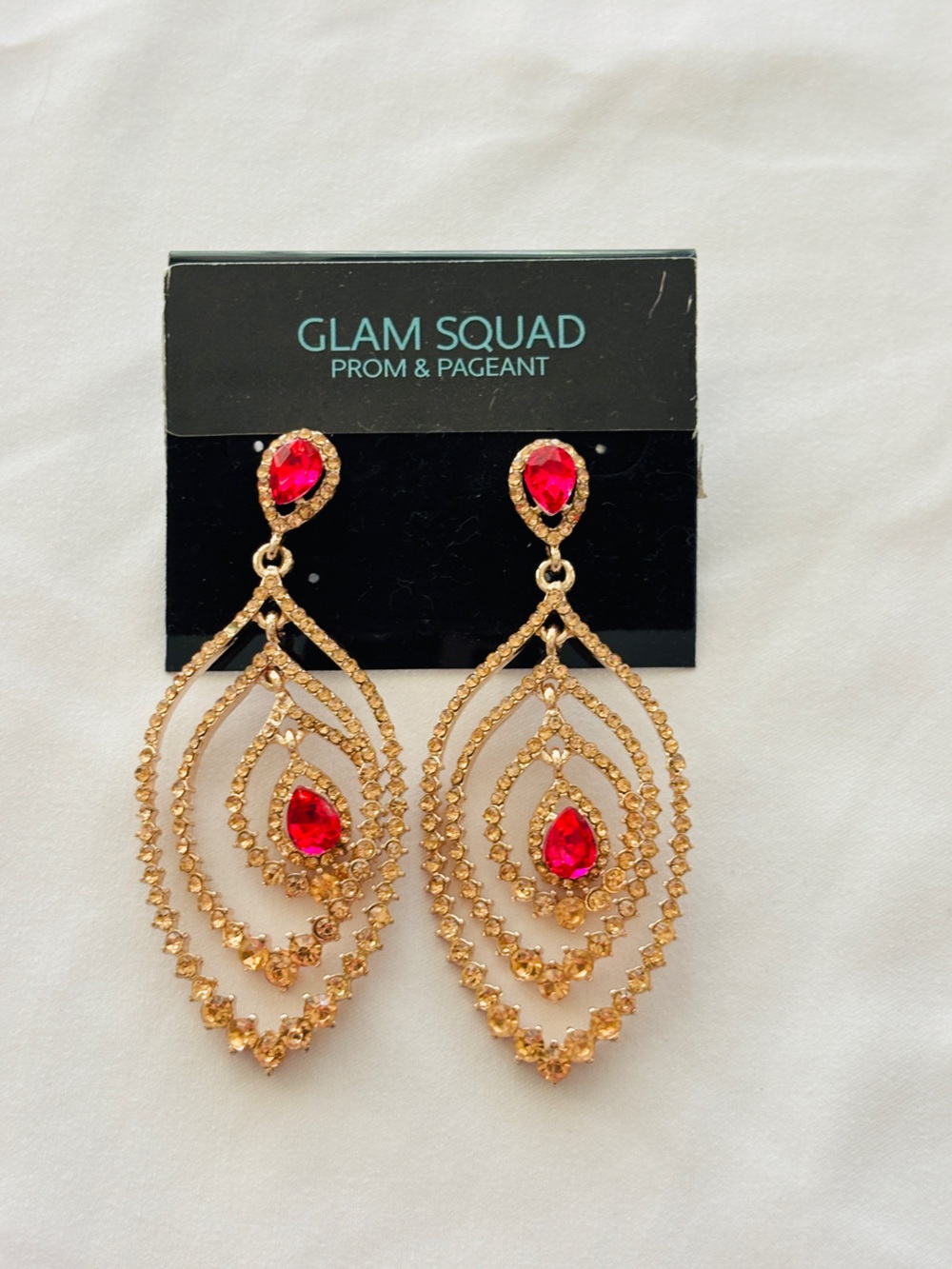Maximal Peacock Gold & Pink Dangle Earrings ~ Over the Top in the Best Way
